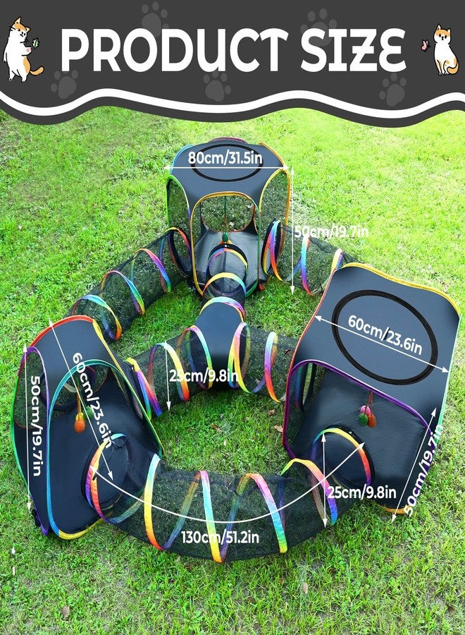 CypherX Outdoor Rainbow Cat Enclosure, 7 in 1 Portable Cat Tents for Outside Cage Free Outside Pet Enclosure Cat Tunnel Outdoor Playground for Indoor Cats and Small Animals - Image 2